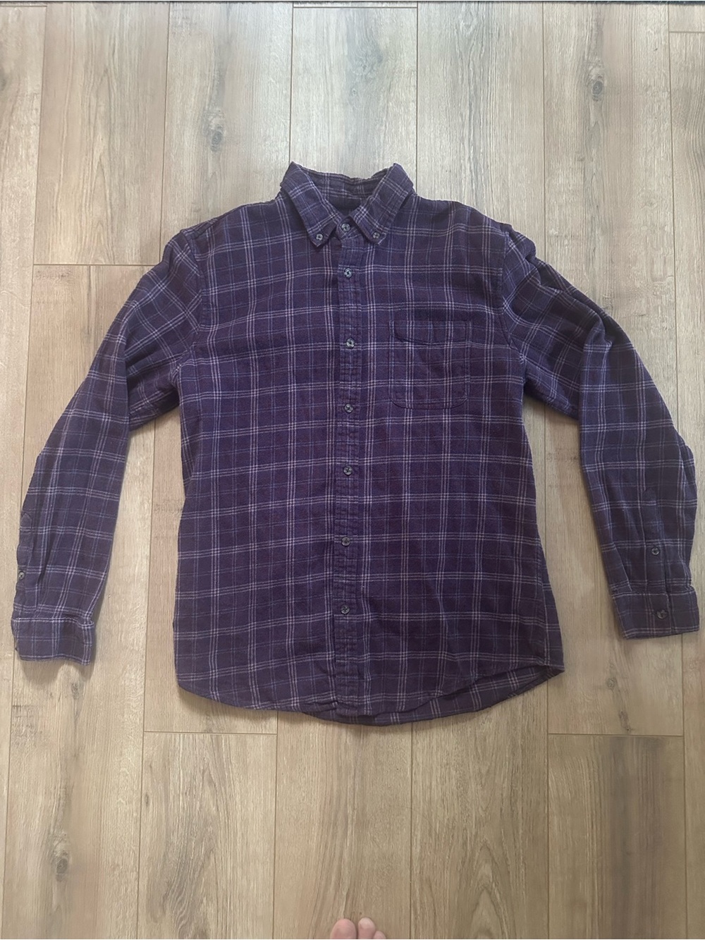 Classic Men's 14th & Union Maroon Purple Plaid Button-Down Flannel Shirt